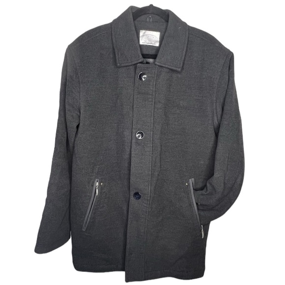 Megamod cashmere grey button front peacoat made in Turkey size medium - Picture 1 of 13